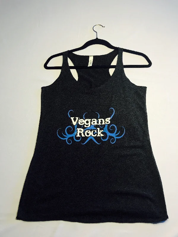 Vegans Rock II Womens Tri-Blend Racerback Tank grey tank top
