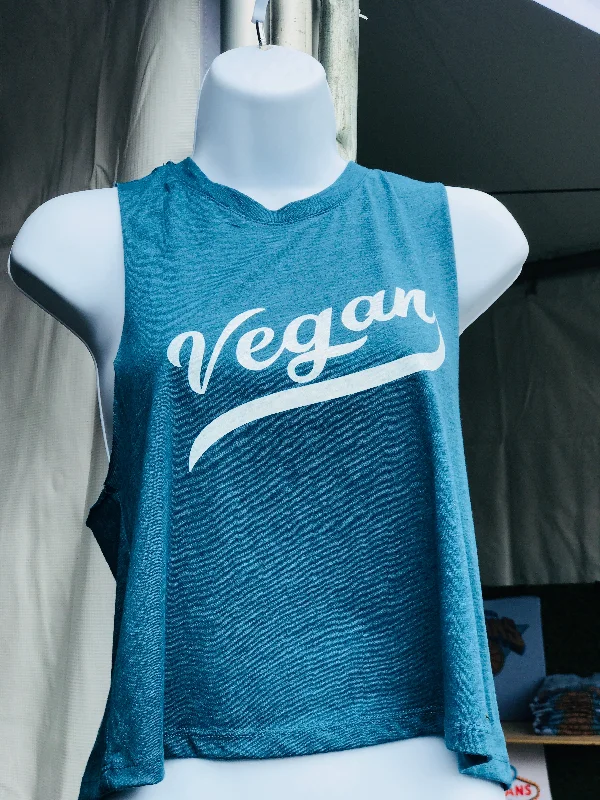 Vegan Classic Retro Tri- Blend Crop Tank Top modal blend tank