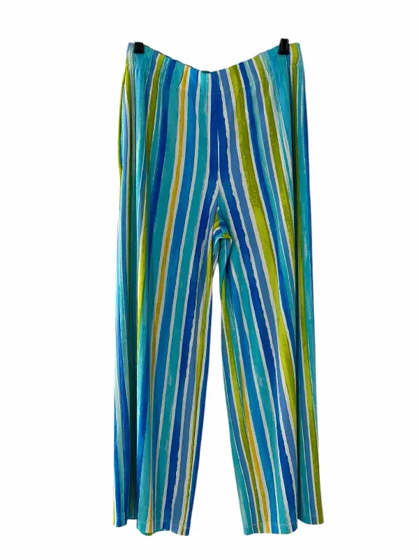 Susan Graver Size XSP Blue Green Stripes Pants Fashionable Work Pants