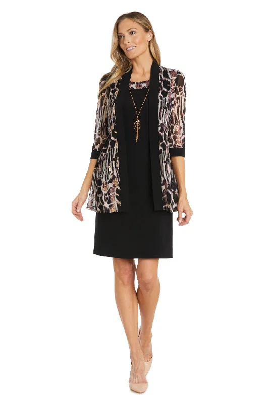 R&M Richards 1263P Short Printed Jacket Petite Dress Tailored Jacket Straight Jacket A-Line Jacket