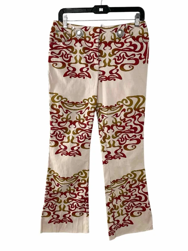Urban Outfitters Size M Cream Red Print Pants Trendy Palazzo Pants