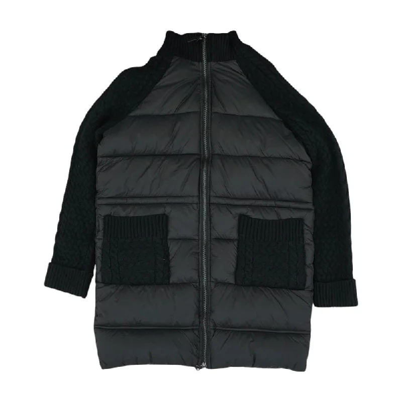 Black Color Block Lightweight Jacket Fleece Fabric Down Fabric Feather Fabric
