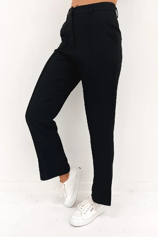 Aisha Pant Black Fashionable Button-Up Pants