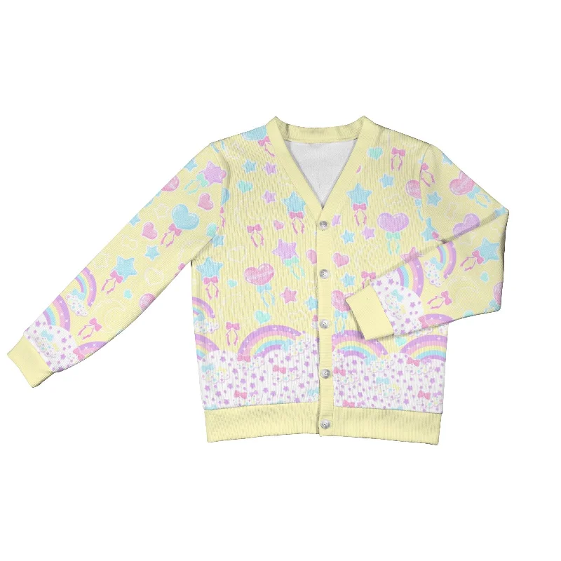 Pastel Party Women's Ribbed Button Up Cardigan (Yellow) Fleece Cardigan Nylon Polyester Pastel Party Women's Ribbed Button Up Cardigan (Yellow) Fleece Cardigan Nylon Polyester