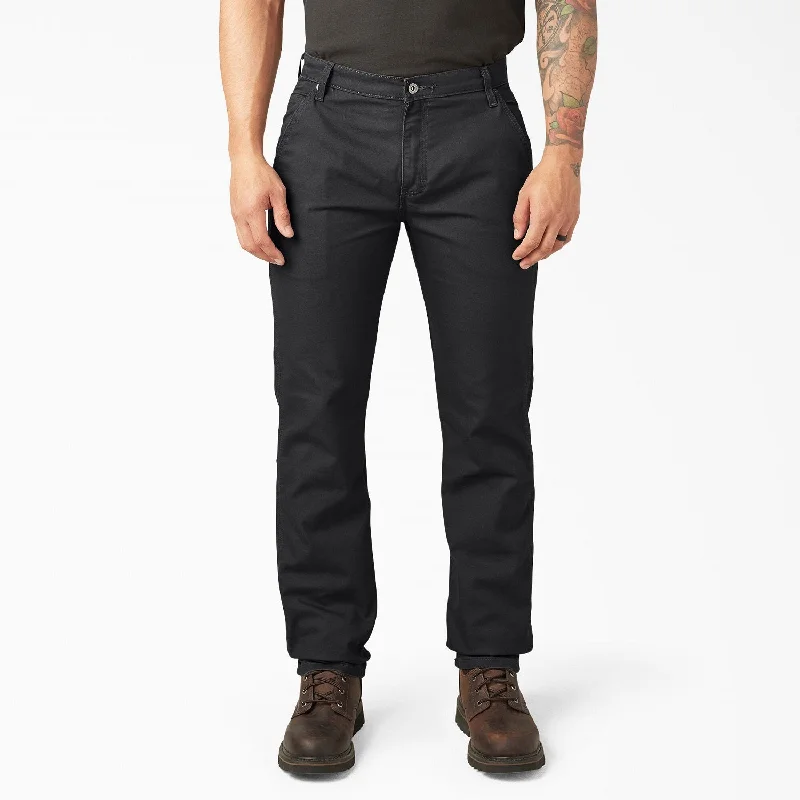 Dickies Men's FLEX Regular Fit Duck Carpenter Pant_Stonewashed Black High-Waist Yoga Pants