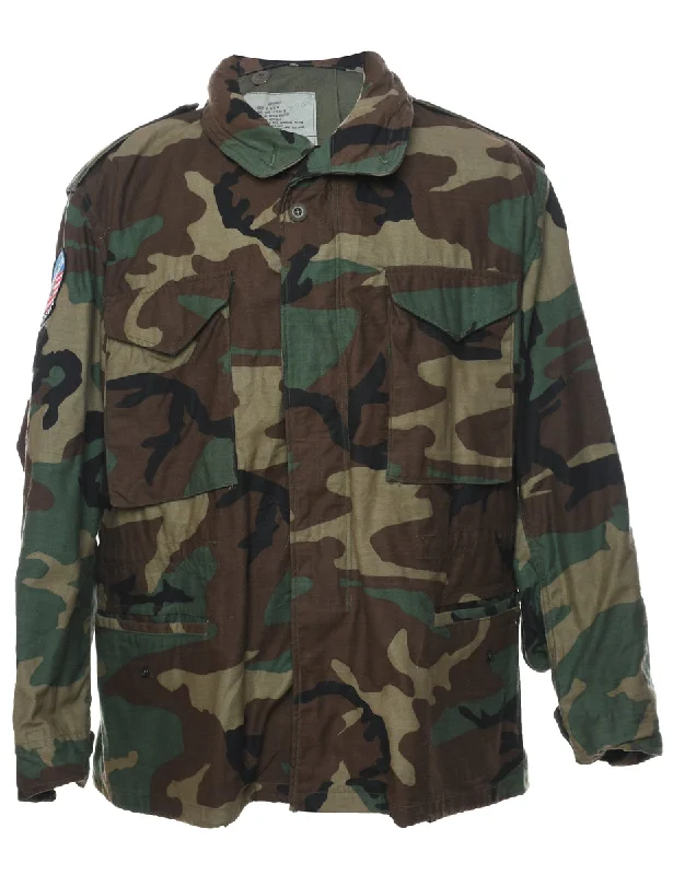Woodland Camouflage Print U.S Army Military Jacket - L Jacket Blazer Coat