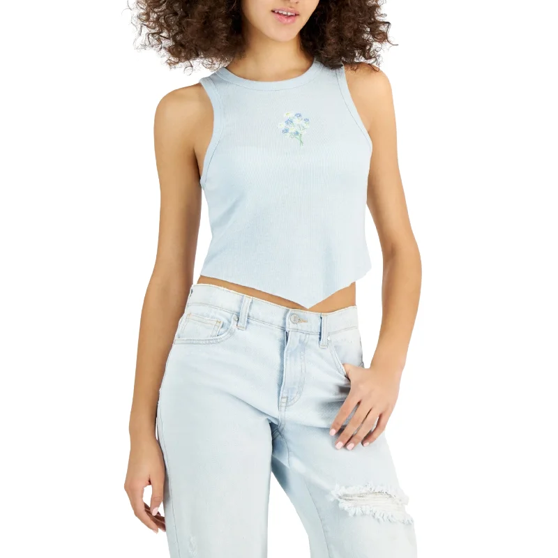 REBELLIOUS ONE - Flowers Graphic-Print V-Hem Tank Top basic tank top