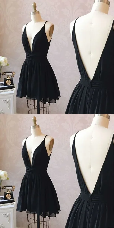 Cute Black V Neck Homecoming Dress Short Black Formal Dress Party Dress gh1735 Tunics Review highly