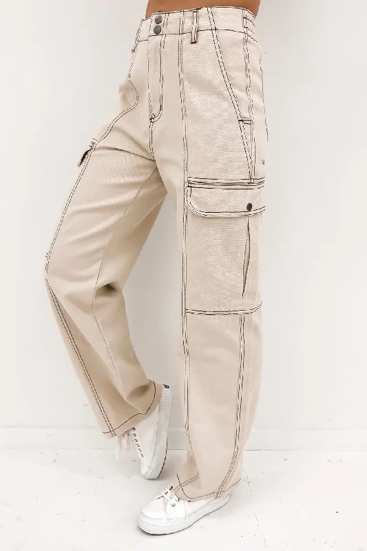 Stevie Cargo Pant Natural Cozy Jogger Leggings