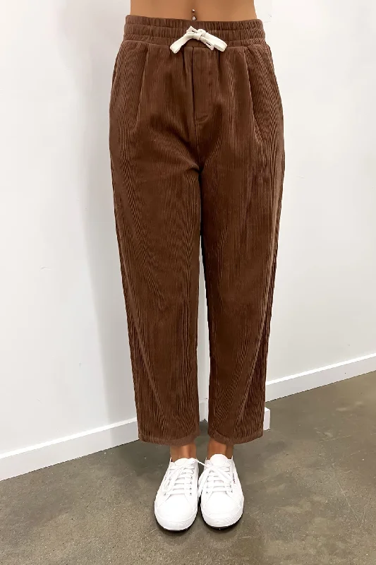 Joel Cord Pant Brown Comfortable Fleece Pants