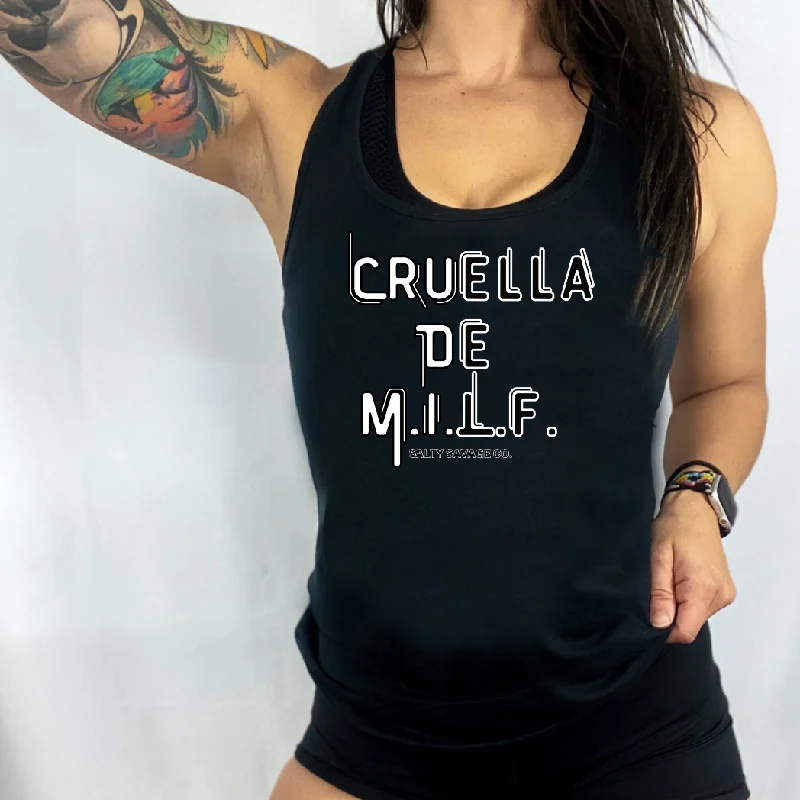 Ladies "CRUELLA DE M.I.L.F." Racerback Tank athletic tank top