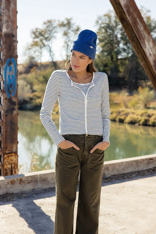 Jeanne Stripe Tank + Cardigan Satin Blend Silk Blend Wool Blend