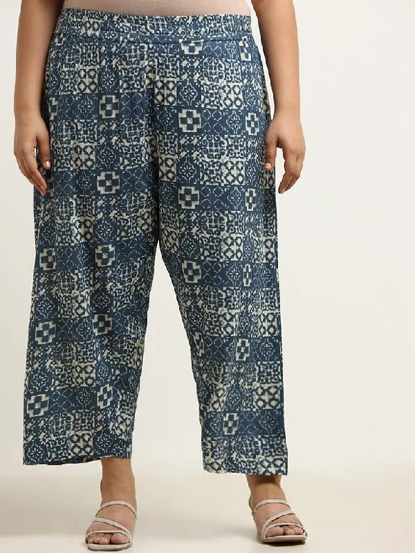 Diza Indigo Wide Leg Pants Comfortable Denim Pants