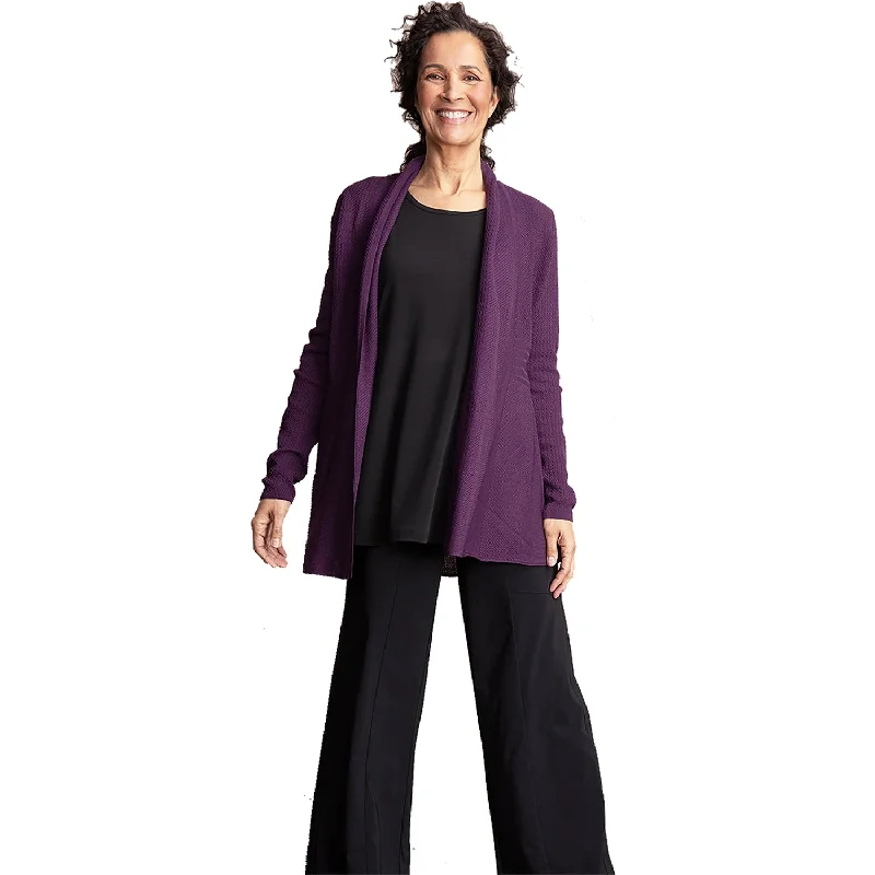 Women's Habitat Hidden Perfect Swing Cardigan Eggplant Front Pockets Side Pockets Patch Pockets Women's Habitat Hidden Perfect Swing Cardigan Eggplant Front Pockets Side Pockets Patch Pockets