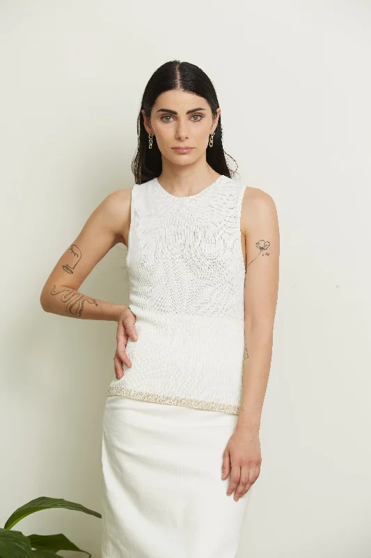 Noemi Tank Top White low neck tank
