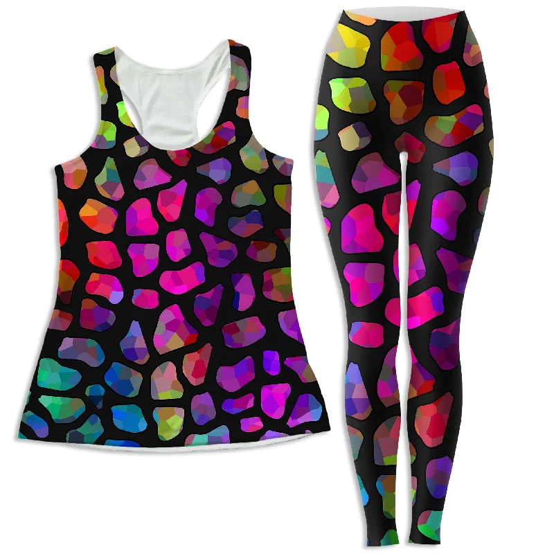 Jewel Giraffe Spots Women's Tank and Leggings Combo gold tank top