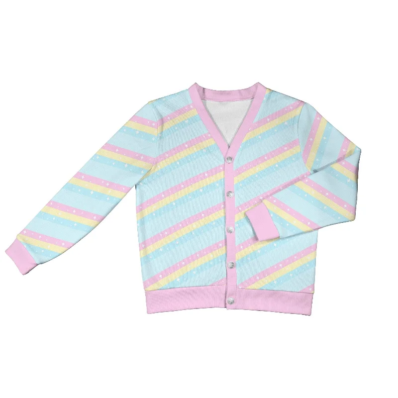 Teatime Fantasy Blue Women's Ribbed Button Up Cardigan Casual Formal Business
