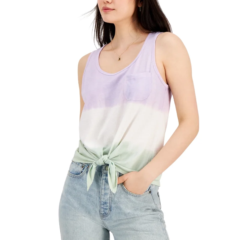 REBELLIOUS ONE -  Dip-Dye Tie-Hem Tank Top print tank top
