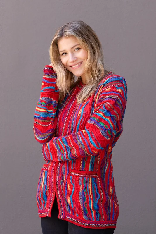 Billabong Zip Cardigan - Flame Seamless Knitted Crochet