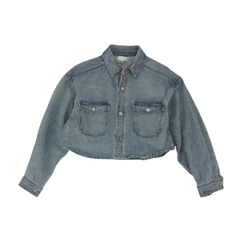 Cropped Hudson Denim Jacket Denim Fabric Leather Fabric Suede Fabric