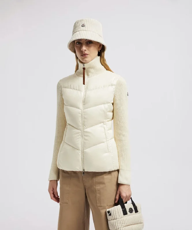 Women's Padded Wool Zip-Up Cardigan Fitted Loose Oversized