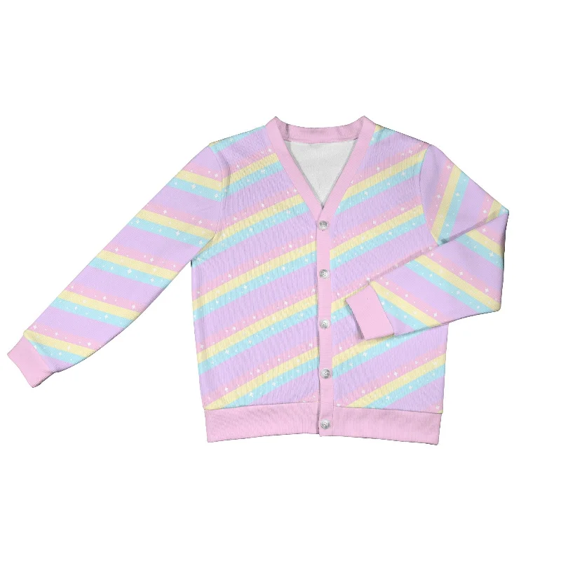 Teatime Fantasy Purple Women's Ribbed Button Up Cardigan Elegant Classic Vintage