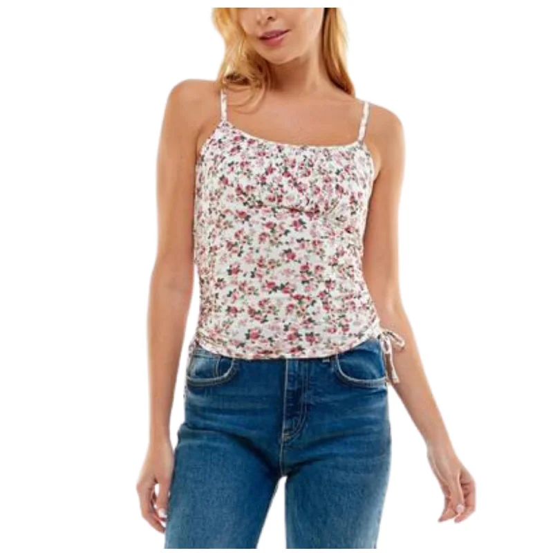 ULTRA FLIRT - Printed Ruched Tank Top silver tank top