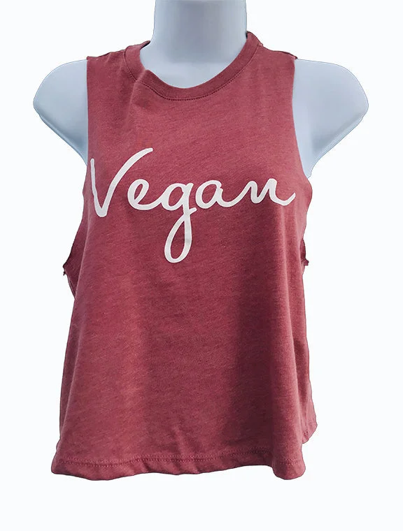 Vegan Signature Tri- Blend Crop Tank Top one shoulder tank
