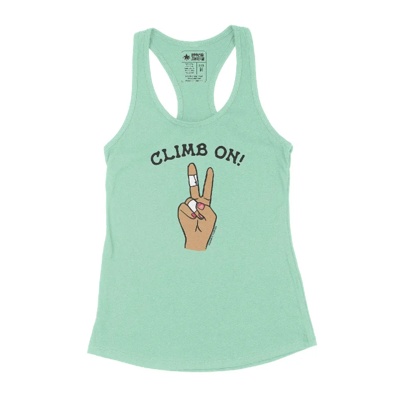 CLIMB ON! ROCK CLIMBING MANICURE — Women's Racerback Tank peach tank top