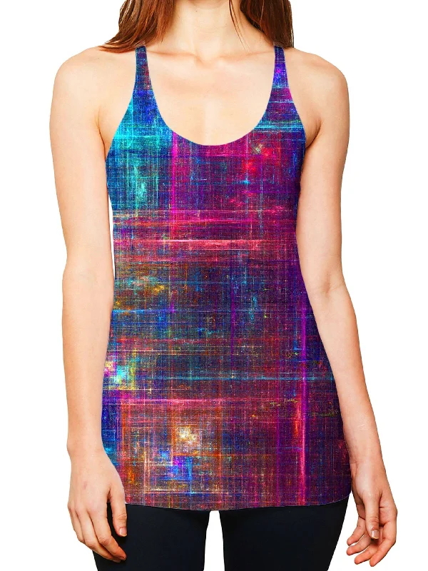 Psychedelic Matrix Rainbow Women's Tank navy tank top
