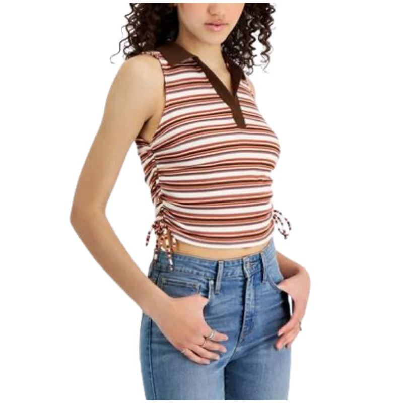 JUST POLLY - Ruched Polo Tank Top bold tank top