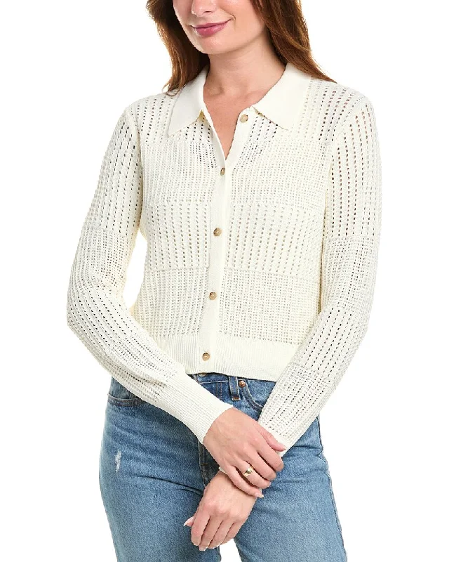 FRAME Denim Shrunken Crochet Cardigan Cardigan Knitwear Sweater