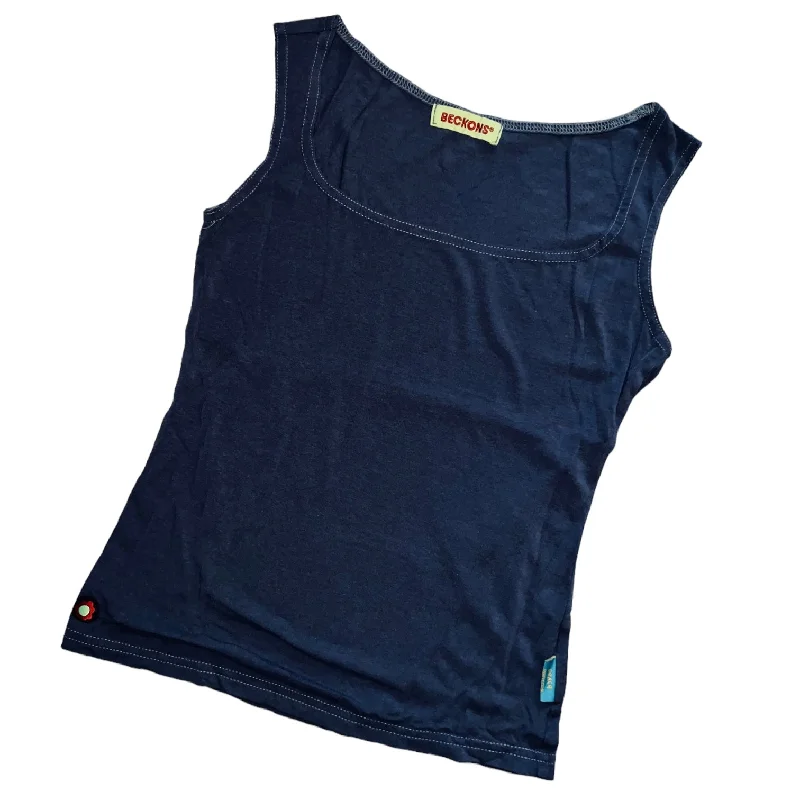 Strength Bamboo Tank Top - Blue Gray black tank top