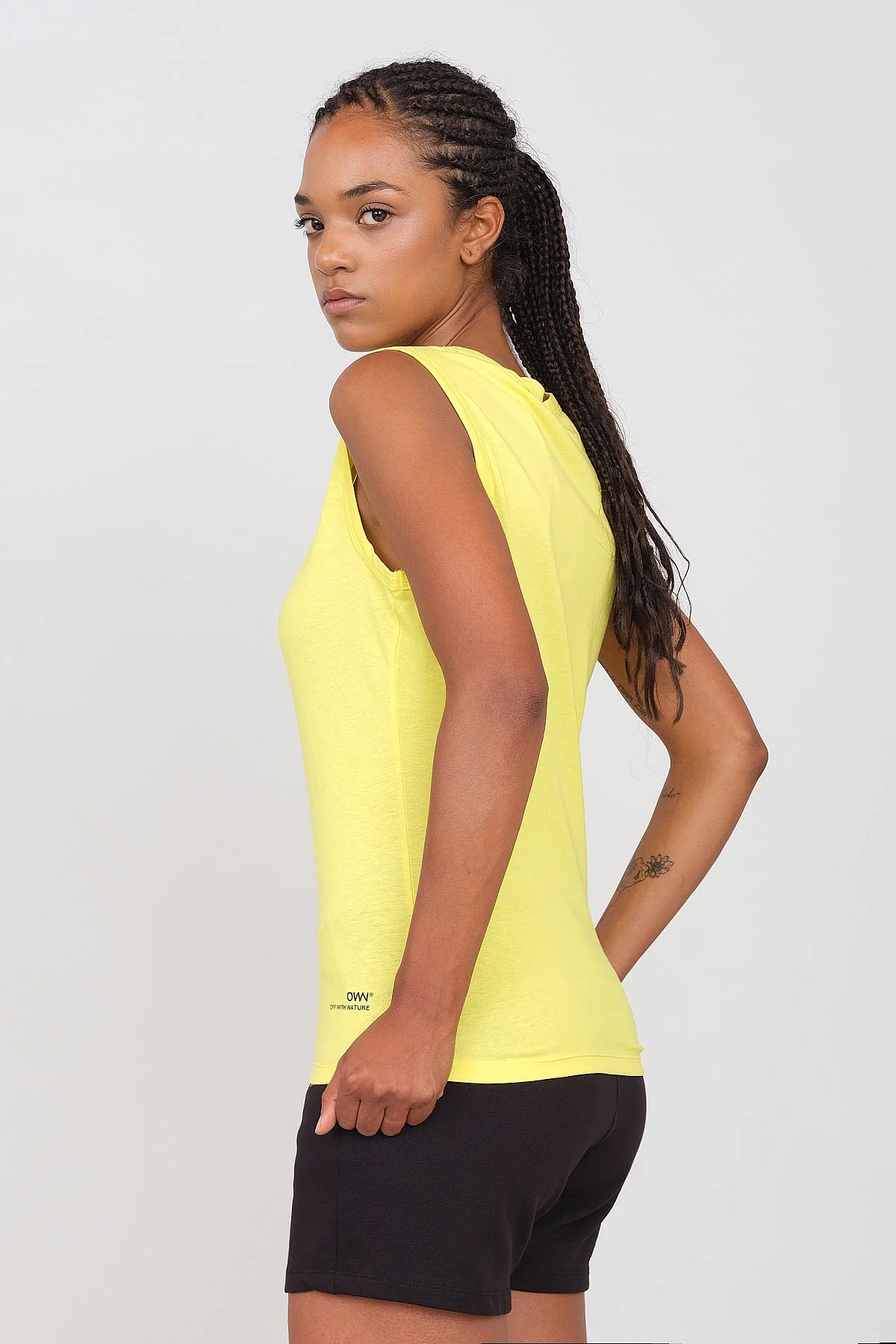 Women's Deep Neck Tank Top Yellow off shoulder tank