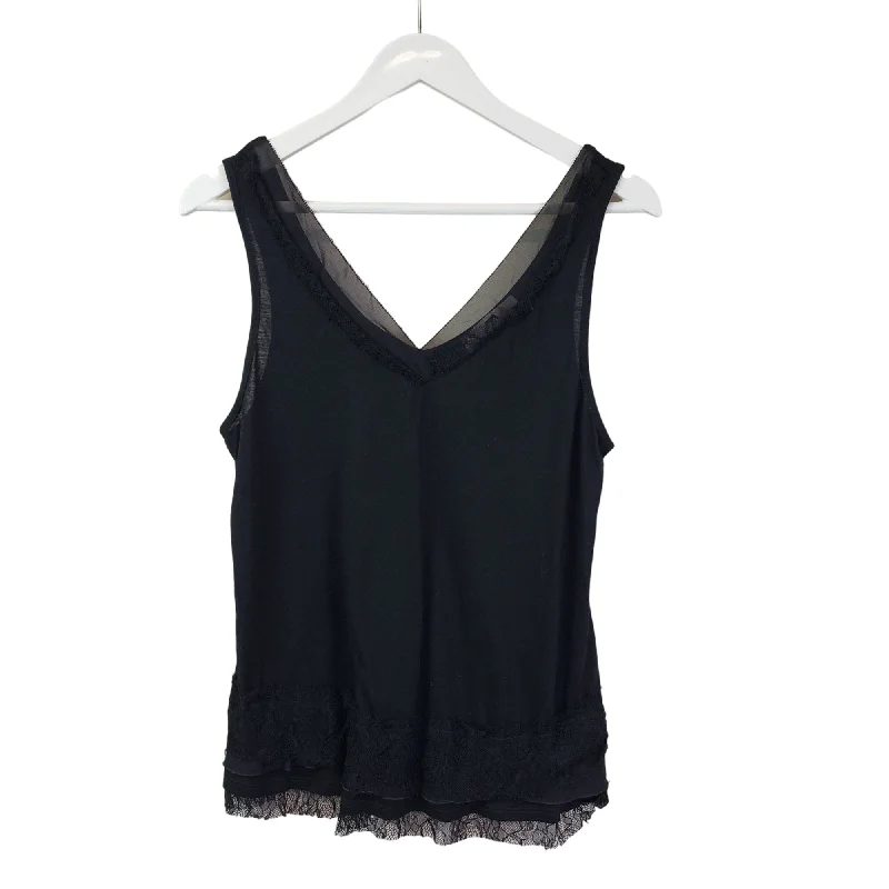 Oscar de la Renta Pink Label Intimates Lace Tiered Trim Tank Top Size Small fitted tank top