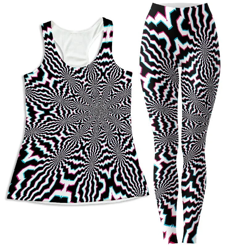 Fractal Ripples Women's Tank and Leggings Combo black tank top