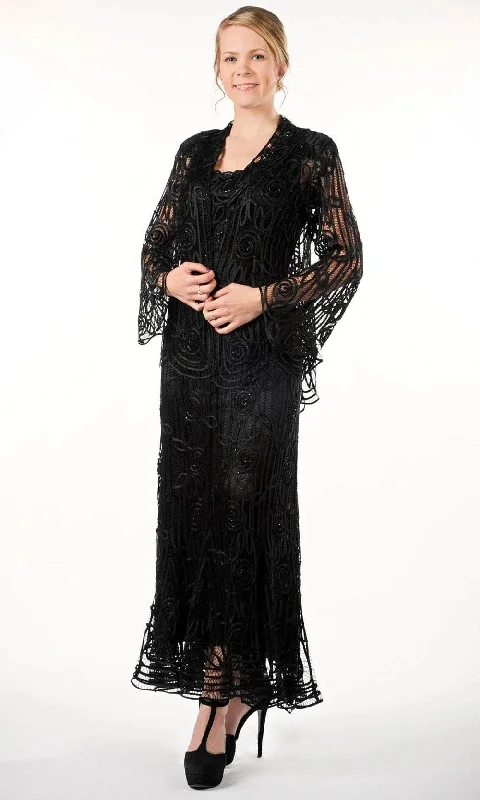 Soulmates C1068 - Beaded Silk Lace Collar Jacket With Godet Dress Set Hooded Jacket Caped Jacket Shawl Collar Jacket