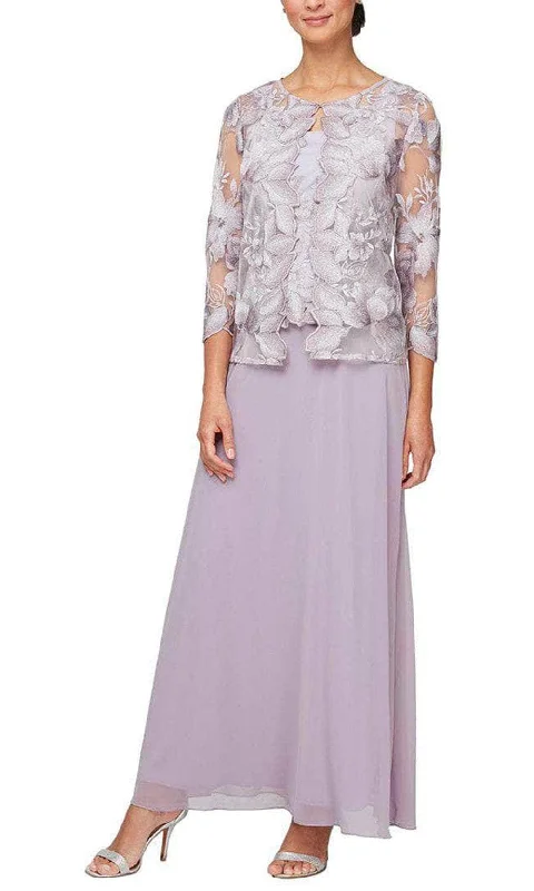 Alex Evenings - 84122422 Lace Jacket A-Line Dress Front Pockets Side Pockets Patch Pockets