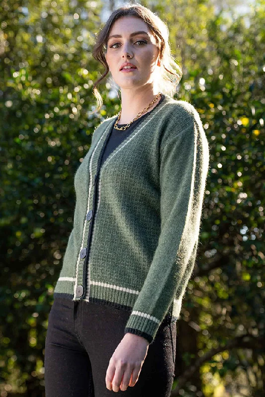 Contrast Textured Cardigan Thin Thick Dense