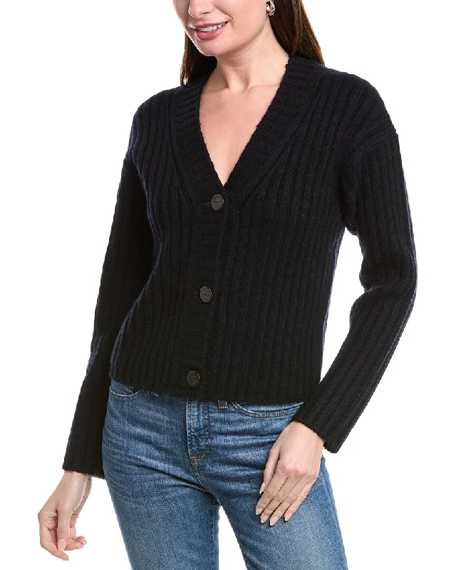 Vince Chunky Rib Wool & Cashmere-Blend Cardigan Neon metallic Matte