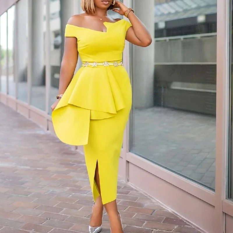 Fashion High Waist Plus Sizes Midi Party Dresses Tunics Sophisticated sleek