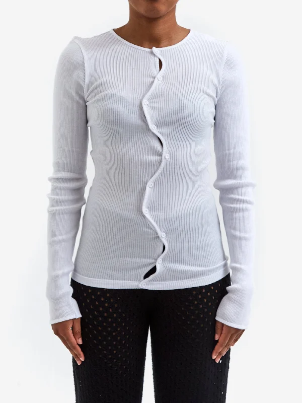 OperaSport Claire Seamless Cardigan - White Button Cardigan Zip Cardigan Pullover Cardigan OperaSport Claire Seamless Cardigan - White Button Cardigan Zip Cardigan Pullover Cardigan