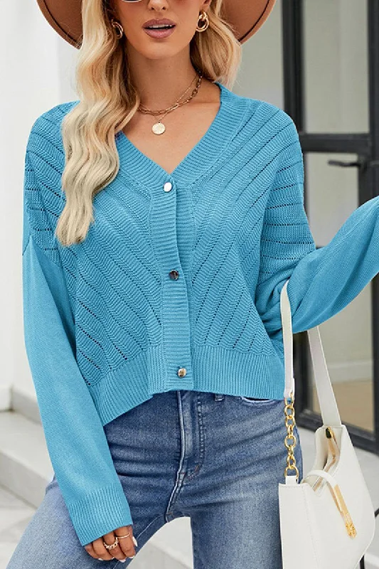 WOMEN CABLE KNITTED BUTTON CLOSURE CARDIGAN Zippered Buttoned Snapped