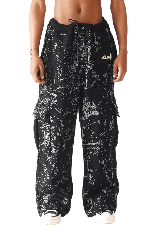 Acid Rain Jacquard Cargo Pants Casual Skinny Fit Pants