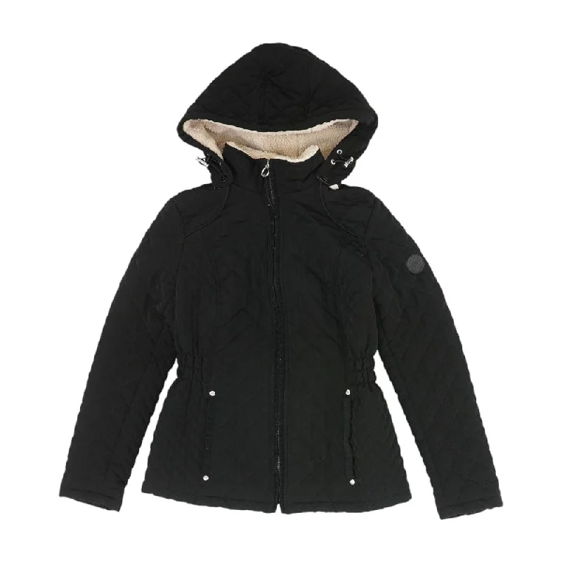 Black Solid Puffer Jacket Wool Jacket Cashmere Jacket Tweed Jacket