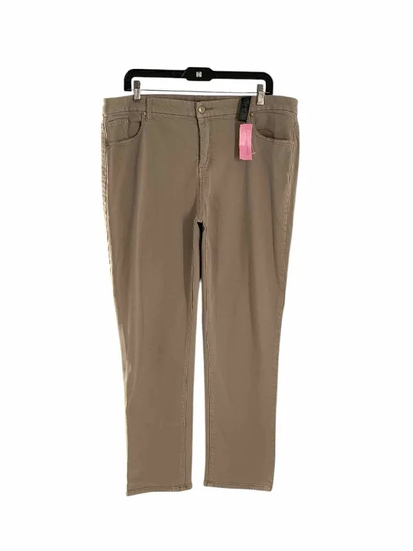Chico's Size 3 (16/18) Tan Pants Trendy Printed Pants