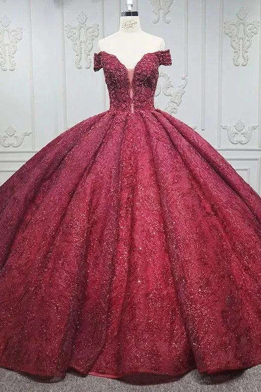Charming Burgundy Sweetheart Party Dresses Sleeveless Pleated Ball Gown Glittery Long Formal Charming Burgundy Sweetheart Party Dresses Sleeveless Pleated Ball Gown Glittery Long Formal