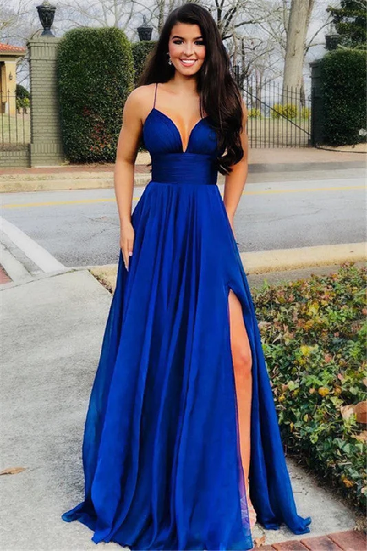 Charming Spaghetti Straps Prom Dresses | Sleeveless Side Slit A-Line Party Dresses Tunics Bestseller popular Charming Spaghetti Straps Prom Dresses | Sleeveless Side Slit A-Line Party Dresses Tunics Bestseller popular