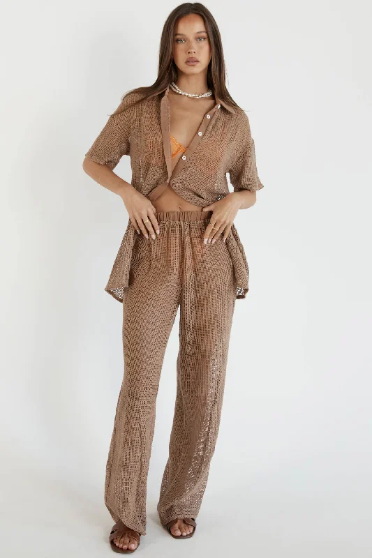SNDYS Hyams Long Knit Pants Mocha Casual Lounge Pants