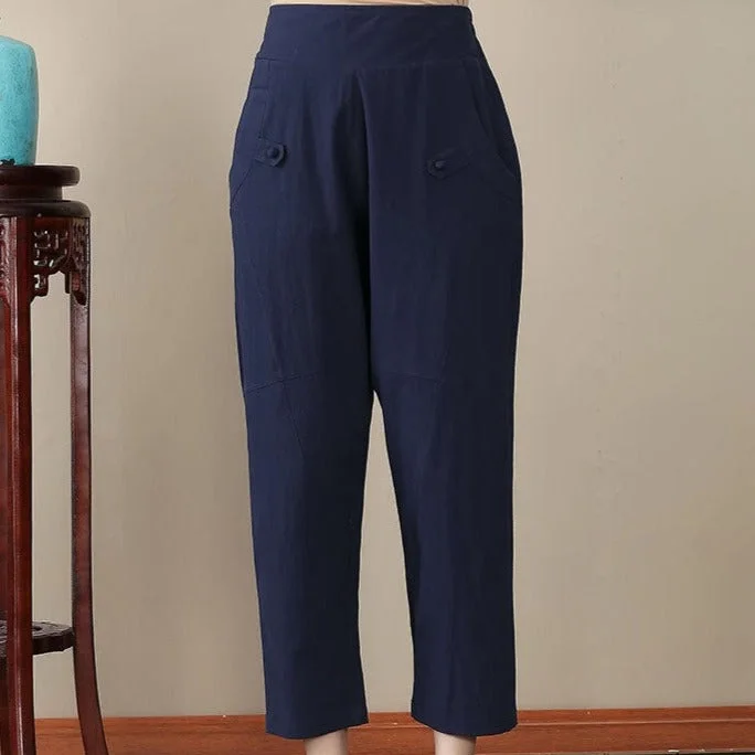 All Matched Signature Cotton Chinese Style Women's Pants Formal Slim Pants